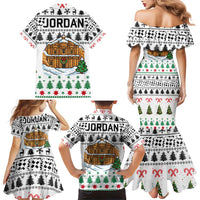 Jordan Christmas Family Matching Mermaid Dress and Hawaiian Shirt with Petra Monastery Snow Christmas Trees and Candy Cane Pattern - Wonder Print Shop