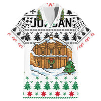 Jordan Christmas Family Matching Mermaid Dress and Hawaiian Shirt with Petra Monastery Snow Christmas Trees and Candy Cane Pattern - Wonder Print Shop