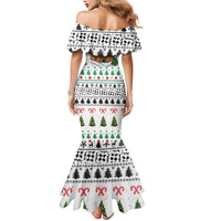 Jordan Christmas Family Matching Mermaid Dress and Hawaiian Shirt with Petra Monastery Snow Christmas Trees and Candy Cane Pattern - Wonder Print Shop
