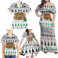 Jordan Christmas Family Matching Off Shoulder Maxi Dress and Hawaiian Shirt with Petra Monastery Snow Christmas Trees and Candy Cane Pattern - Wonder Print Shop