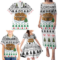 Jordan Christmas Family Matching Puletasi and Hawaiian Shirt with Petra Monastery Snow Christmas Trees and Candy Cane Pattern - Wonder Print Shop