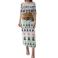 Jordan Christmas Family Matching Puletasi and Hawaiian Shirt with Petra Monastery Snow Christmas Trees and Candy Cane Pattern - Wonder Print Shop