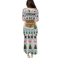 Jordan Christmas Family Matching Puletasi and Hawaiian Shirt with Petra Monastery Snow Christmas Trees and Candy Cane Pattern - Wonder Print Shop