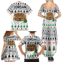Jordan Christmas Family Matching Summer Maxi Dress and Hawaiian Shirt with Petra Monastery Snow Christmas Trees and Candy Cane Pattern - Wonder Print Shop