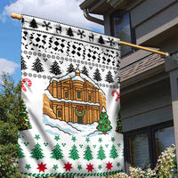 Jordan Christmas Garden Flag with Petra Monastery Snow Christmas Trees and Candy Cane Pattern - Wonder Print Shop
