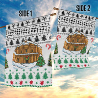 Jordan Christmas Garden Flag with Petra Monastery Snow Christmas Trees and Candy Cane Pattern - Wonder Print Shop