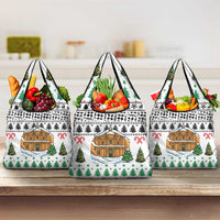 Jordan Christmas Grocery Bag with Petra Monastery Snow Christmas Trees and Candy Cane Pattern - Wonder Print Shop
