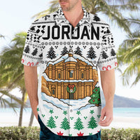 Jordan Christmas Hawaiian Shirt with Petra Monastery Snow Christmas Trees and Candy Cane Pattern - Wonder Print Shop