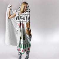 Jordan Christmas Hooded Blanket with Petra Monastery Snow Christmas Trees and Candy Cane Pattern - Wonder Print Shop