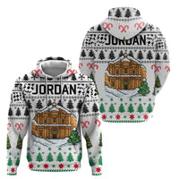 Jordan Christmas Hoodie with Petra Monastery Snow Christmas Trees and Candy Cane Pattern - Wonder Print Shop
