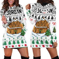 Jordan Christmas Hoodie Dress with Petra Monastery Snow Christmas Trees and Candy Cane Pattern - Wonder Print Shop