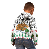 Jordan Christmas Kid Hoodie with Petra Monastery Snow Christmas Trees and Candy Cane Pattern - Wonder Print Shop