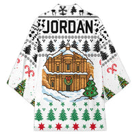 Jordan Christmas Kimono with Petra Monastery Snow Christmas Trees and Candy Cane Pattern - Wonder Print Shop
