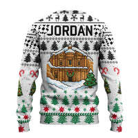 Jordan Christmas Ugly Christmas Sweater with Petra Monastery Snow Christmas Trees and Candy Cane Pattern - Wonder Print Shop