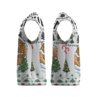 Jordan Christmas Knitted V-Neck Vest with Petra Monastery Snow Christmas Trees and Candy Cane Pattern - Wonder Print Shop