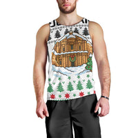 Jordan Christmas Men Tank Top with Petra Monastery Snow Christmas Trees and Candy Cane Pattern - Wonder Print Shop