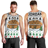 Jordan Christmas Men Tank Top with Petra Monastery Snow Christmas Trees and Candy Cane Pattern - Wonder Print Shop