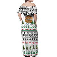 Jordan Christmas Off Shoulder Maxi Dress with Petra Monastery Snow Christmas Trees and Candy Cane Pattern - Wonder Print Shop