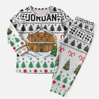 Jordan Christmas Pajama Set with Petra Monastery Snow Christmas Trees and Candy Cane Pattern - Wonder Print Shop