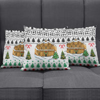 Jordan Christmas Pillow Cover with Petra Monastery Snow Christmas Trees and Candy Cane Pattern - Wonder Print Shop