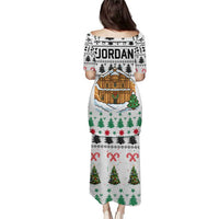 Jordan Christmas Puletasi with Petra Monastery Snow Christmas Trees and Candy Cane Pattern - Wonder Print Shop