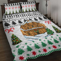 Jordan Christmas Quilt Bed Set with Petra Monastery Snow Christmas Trees and Candy Cane Pattern - Wonder Print Shop