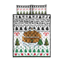 Jordan Christmas Quilt Bed Set with Petra Monastery Snow Christmas Trees and Candy Cane Pattern - Wonder Print Shop