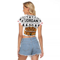 Jordan Christmas Raglan Cropped T Shirt with Petra Monastery Snow Christmas Trees and Candy Cane Pattern - Wonder Print Shop