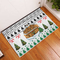 Jordan Christmas Rubber Doormat with Petra Monastery Snow Christmas Trees and Candy Cane Pattern - Wonder Print Shop