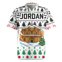 Jordan Christmas Rugby Jersey with Petra Monastery Snow Christmas Trees and Candy Cane Pattern - Wonder Print Shop