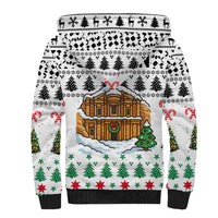 Jordan Christmas Sherpa Hoodie with Petra Monastery Snow Christmas Trees and Candy Cane Pattern - Wonder Print Shop