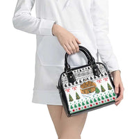 Jordan Christmas Shoulder Handbag with Petra Monastery Snow Christmas Trees and Candy Cane Pattern - Wonder Print Shop