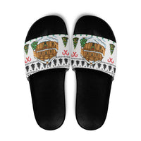 Jordan Christmas Slide Sandals with Petra Monastery Snow Christmas Trees and Candy Cane Pattern - Wonder Print Shop