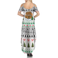 Jordan Christmas Summer Maxi Dress with Petra Monastery Snow Christmas Trees and Candy Cane Pattern - Wonder Print Shop