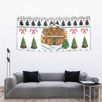 Jordan Christmas Tapestry with Petra Monastery Snow Christmas Trees and Candy Cane Pattern - Wonder Print Shop