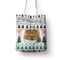 Jordan Christmas Tote Bag with Petra Monastery Snow Christmas Trees and Candy Cane Pattern - Wonder Print Shop