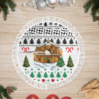 Jordan Christmas Tree Skirt with Petra Monastery Snow Christmas Trees and Candy Cane Pattern - Wonder Print Shop