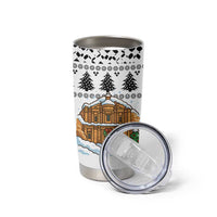 Jordan Christmas Tumbler Cup with Petra Monastery Snow Christmas Trees and Candy Cane Pattern - Wonder Print Shop