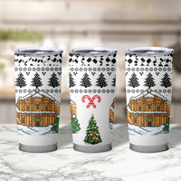 Jordan Christmas Tumbler Cup with Petra Monastery Snow Christmas Trees and Candy Cane Pattern - Wonder Print Shop