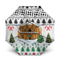 Jordan Christmas Umbrella with Petra Monastery Snow Christmas Trees and Candy Cane Pattern - Wonder Print Shop