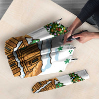 Jordan Christmas Umbrella with Petra Monastery Snow Christmas Trees and Candy Cane Pattern - Wonder Print Shop