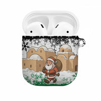 Jordan Christmas AirPods Case with Santa Snow Village Green and Black Snowflake Tree Pattern - Wonder Print Shop
