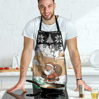Jordan Christmas Apron with Santa Snow Village Green and Black Snowflake Tree Pattern - Wonder Print Shop
