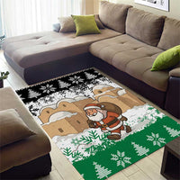 Jordan Christmas Area Rug with Santa Snow Village Green and Black Snowflake Tree Pattern - Wonder Print Shop