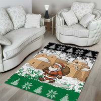 Jordan Christmas Area Rug with Santa Snow Village Green and Black Snowflake Tree Pattern - Wonder Print Shop