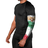 Jordan Christmas Arm Sleeves with Santa Snow Village Green and Black Snowflake Tree Pattern - Wonder Print Shop