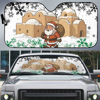 Jordan Christmas Auto Sun Shade with Santa Snow Village Green and Black Snowflake Tree Pattern - Wonder Print Shop