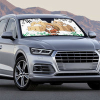 Jordan Christmas Auto Sun Shade with Santa Snow Village Green and Black Snowflake Tree Pattern - Wonder Print Shop