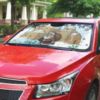 Jordan Christmas Auto Sun Shade with Santa Snow Village Green and Black Snowflake Tree Pattern - Wonder Print Shop