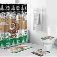Jordan Christmas Bathroom Set with Santa Snow Village Green and Black Snowflake Tree Pattern - Wonder Print Shop